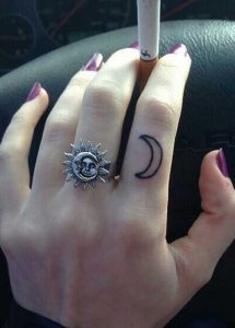 Crescent Moon Tattoo Finger