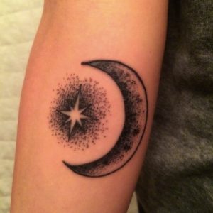 Crescent Moon and Star Tattoo