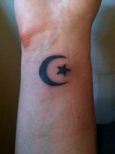 Crescent Moon with Star Tattoo