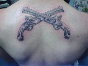 Crossed Revolver Tattoos