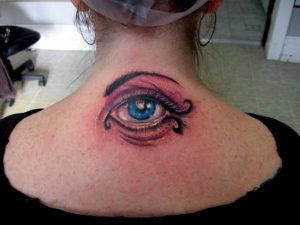 Evil Eye Tattoo on Neck