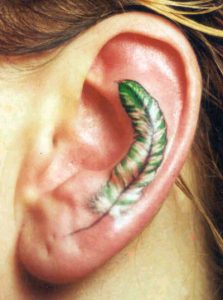 Feather Ear Tattoo