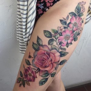 Floral Thigh Tattoo