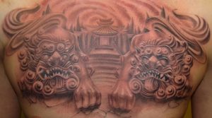 Foo Dog Back Tattoo