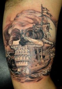 Ghost Pirate Ship Tattoo