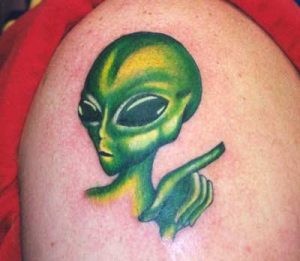 Green Alien Tattoo