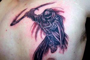 Grim Reaper Chest Tattoos