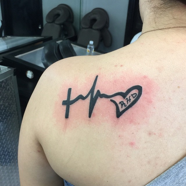 heartbeat and name tattoo