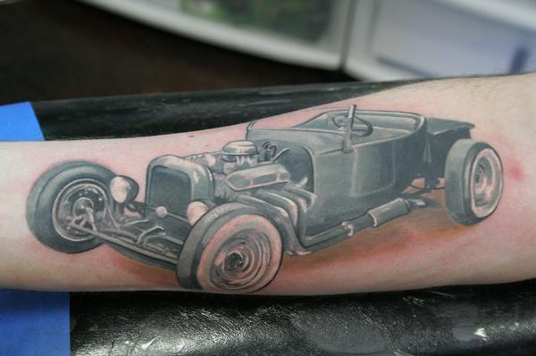 Remembering the old era when the hot rod ruled the streets of America tatto...