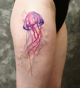 Jellyfish Tattoo Thigh