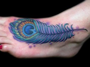 Peacock Feather Foot Tattoo