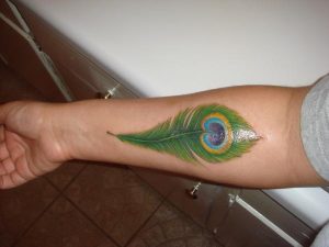 Peacock Feather Tattoo on Hand