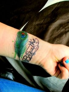 Peacock Feather Tattoo on Wrist