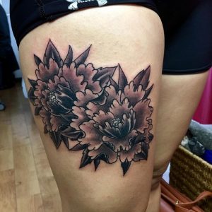 Peony Tattoo Black and Grey