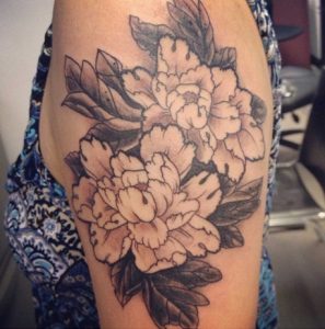 Peony Tattoo Black and White