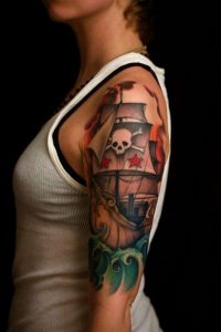 Pirate Ship Arm Tattoo