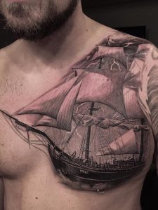 Pirate Ship Chest Tattoo