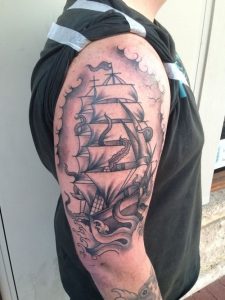 Pirate Ship Half Sleeve Tattoos
