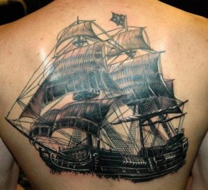 Pirate Ship Tattoo Back