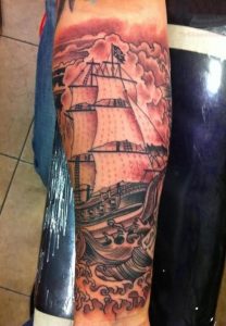 Pirate Ship Tattoo Sleeve