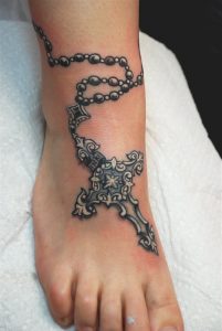 Rosary Tattoo on Foot