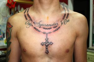 Rosary Tattoos Around Neck