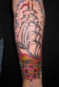 Ship Tattoo Forearm