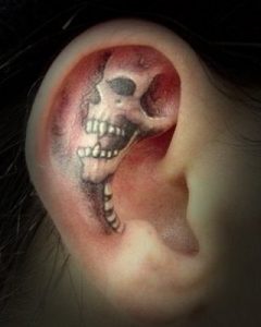 Skull Ear Tattoo