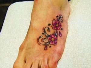 Small Flower Foot Tattoos