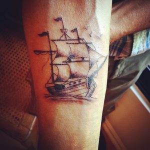 Small Pirate Ship Tattoo