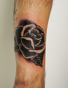 Traditional Black Rose Tattoo