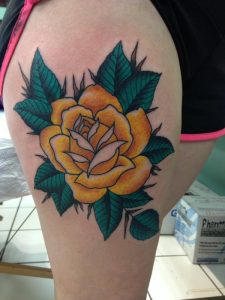 Traditional Yellow Rose Tattoo