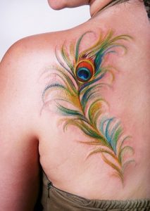 Watercolor Peacock Feather Tattoo
