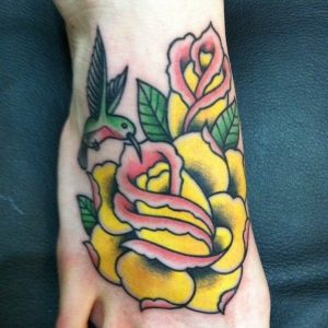 Yellow Rose Tattoo Foot