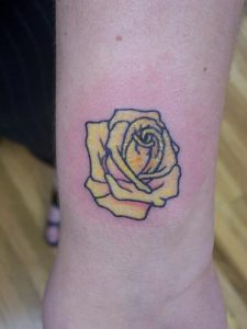 Yellow Rose Tattoo on Wrist