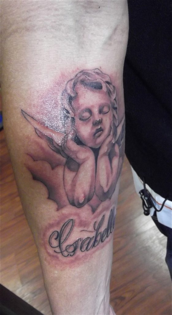 baby angel tattoo sleeve