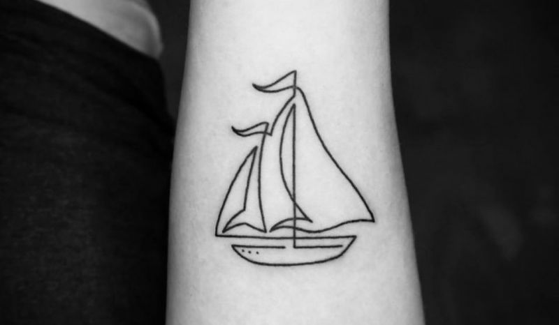 sailboat outline tattoo