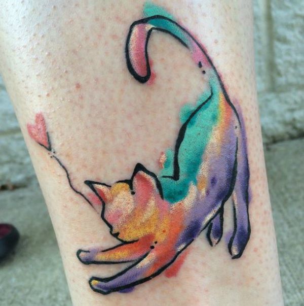 cool watercolor cat tattoo  tattoo artist Violet Michelle Locklear    Hermosos tatuajes Tatuajes Tatuaje gato