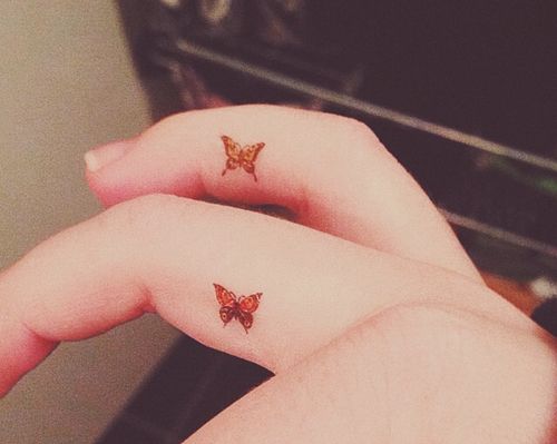 Small Butterfly Tattoo on Finger - wide 2