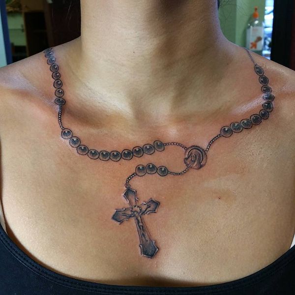 Rosary Chest Tattoo Designs Ideas And Meaning Tattoos For You