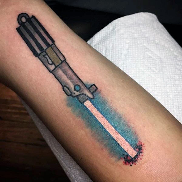 Anakins lightsaber with R2 Mix on the traditional knife tattoo designs   rStarWarsTattoo