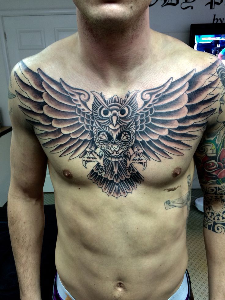 Owl Chest Tattoo Des