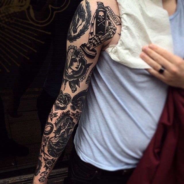 Traditional Tattoo Sleeve Designs, Ideas and Meaning | Tattoos For You