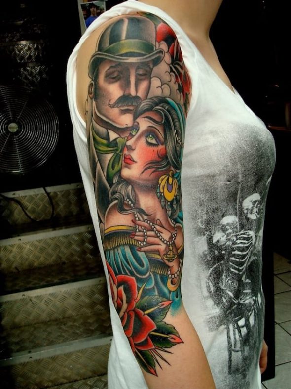 Traditional Tattoo Sleeve Designs, Ideas and Meaning - Tattoos For You
