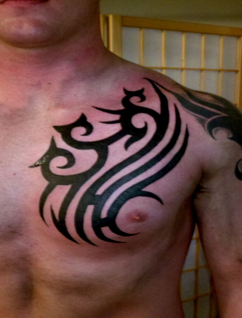 Tribal Tattoo on Chest.