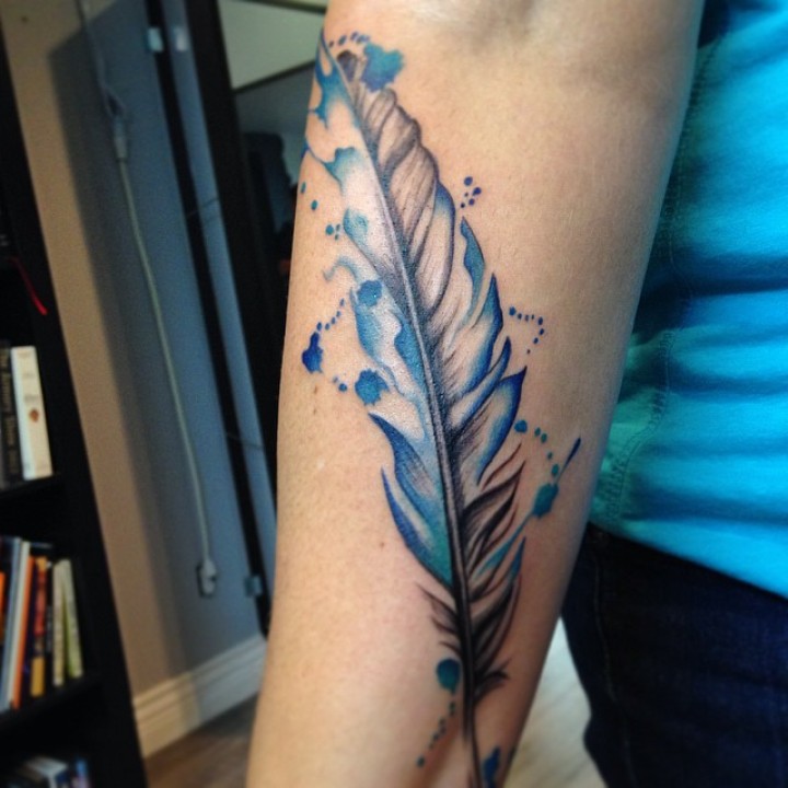 Watercolor Feather Tattoo Designs, Ideas and Meaning - Tattoos For You