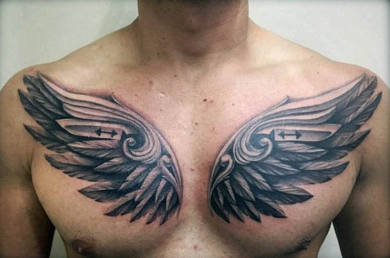 Wing Tattoos on the Chest.