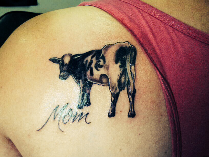 7. Small and Simple Cow Tattoo Designs - wide 2