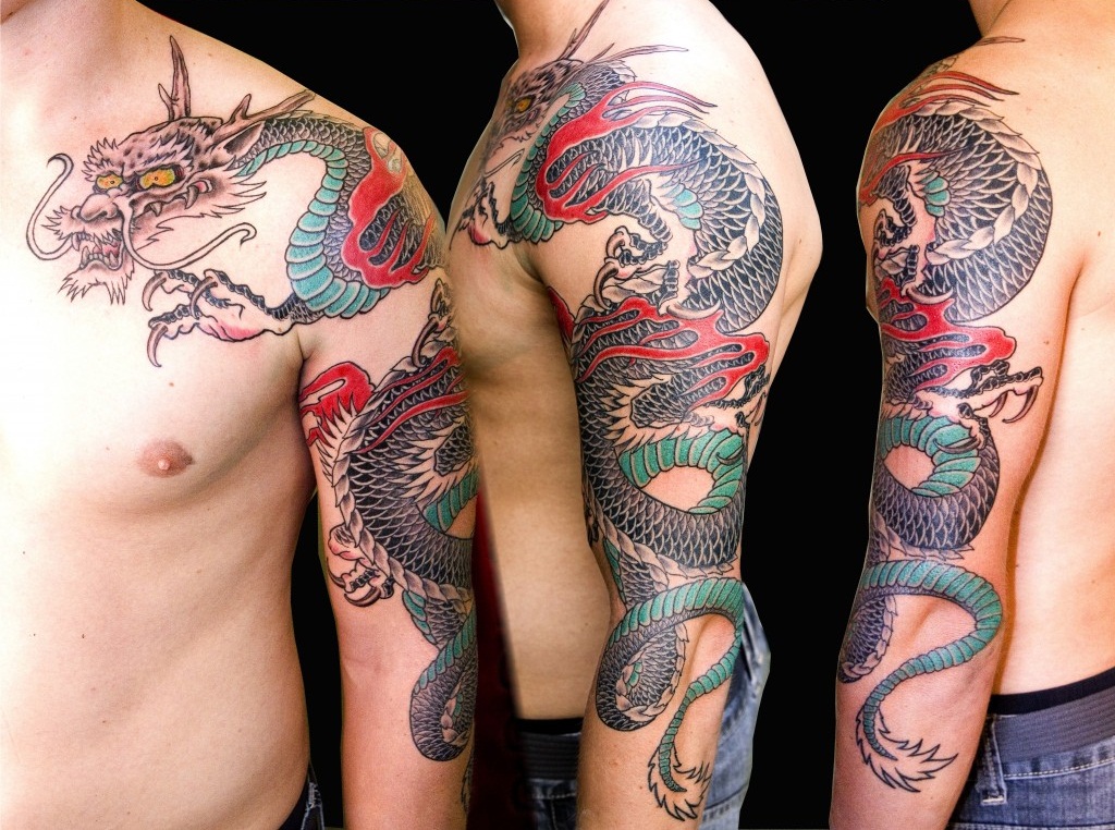 1. Japanese Dragon Half Sleeve Tattoo - wide 7