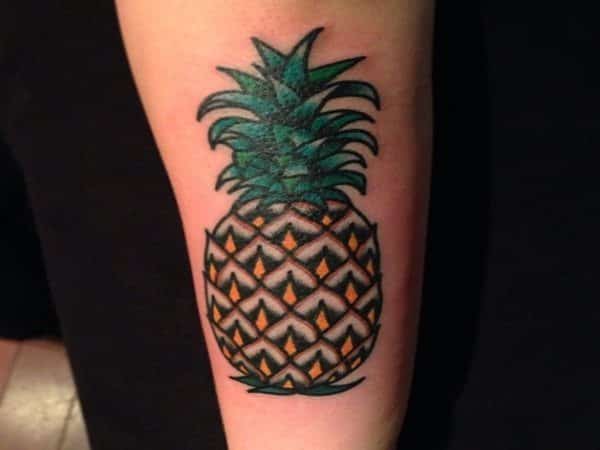 Traditional Pineapple Tattoo